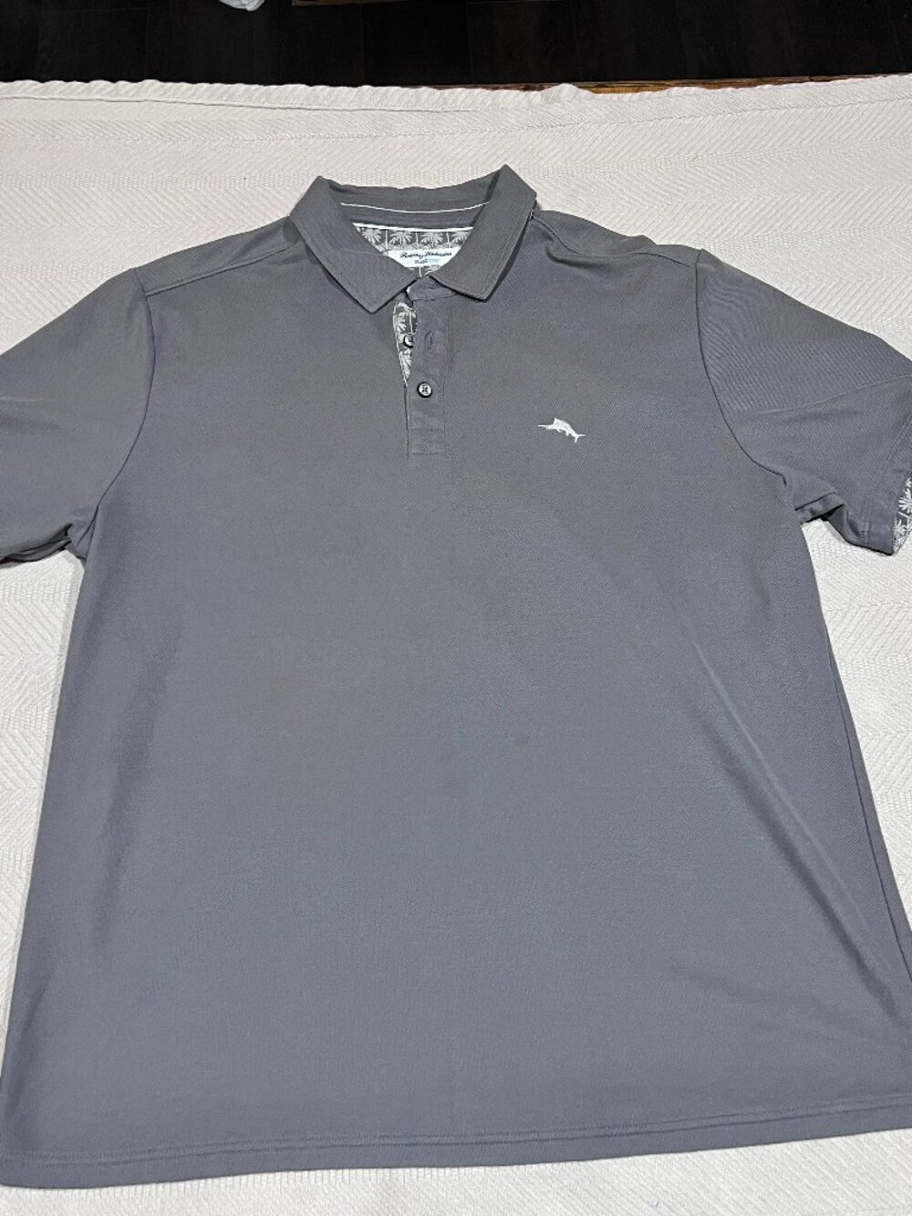 Tommy Bahama Island Zone Gray Knit Performance Stretch Polo Golf Shirt Men's XL